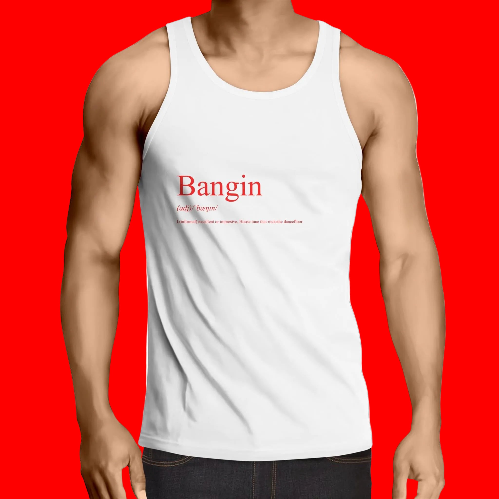 Bangin Fiery Red Lowdown - Mens Singlet Top
