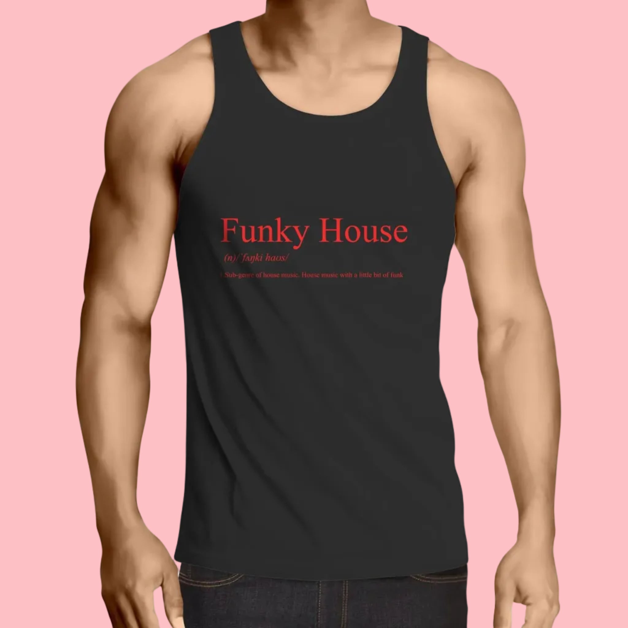 Funky House Fiery Red Lowdown - Mens Singlet Top