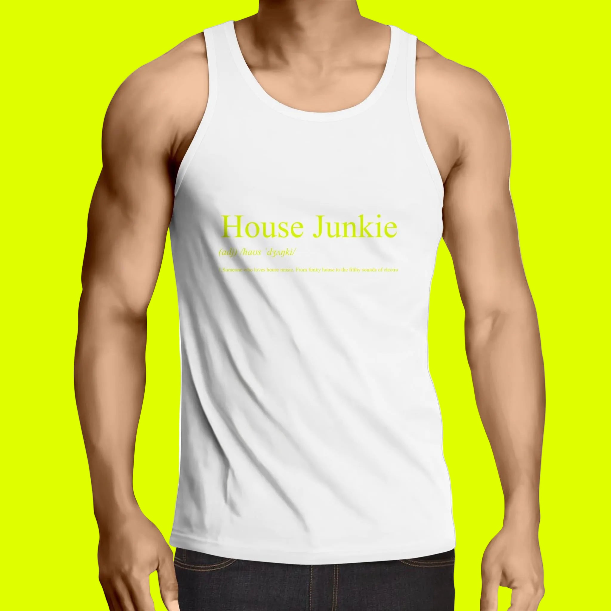 House Junkie Chartreuse Lowdown - Mens Singlet Top