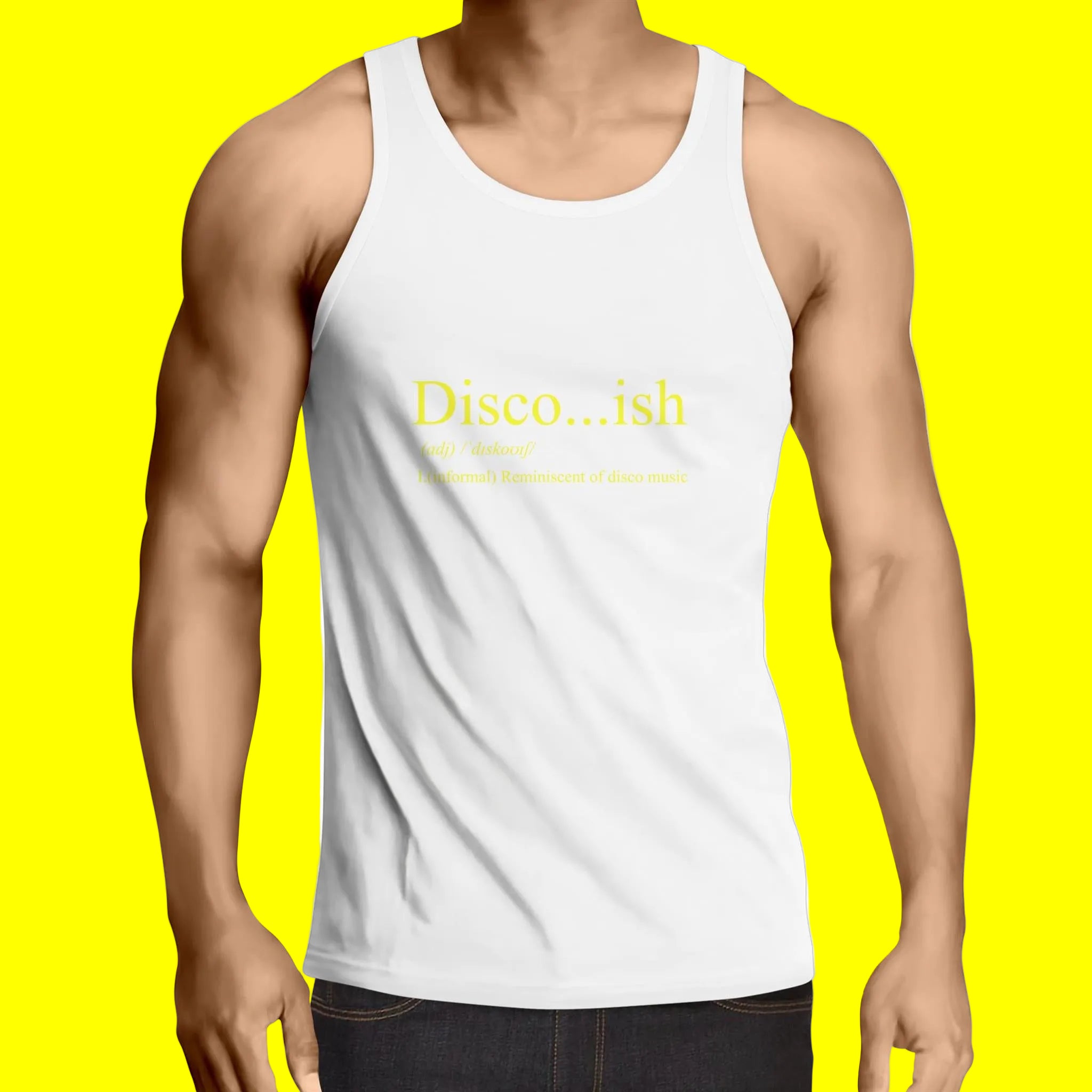 Disco...ish Canary Yellow Lowdown - Mens Singlet Top