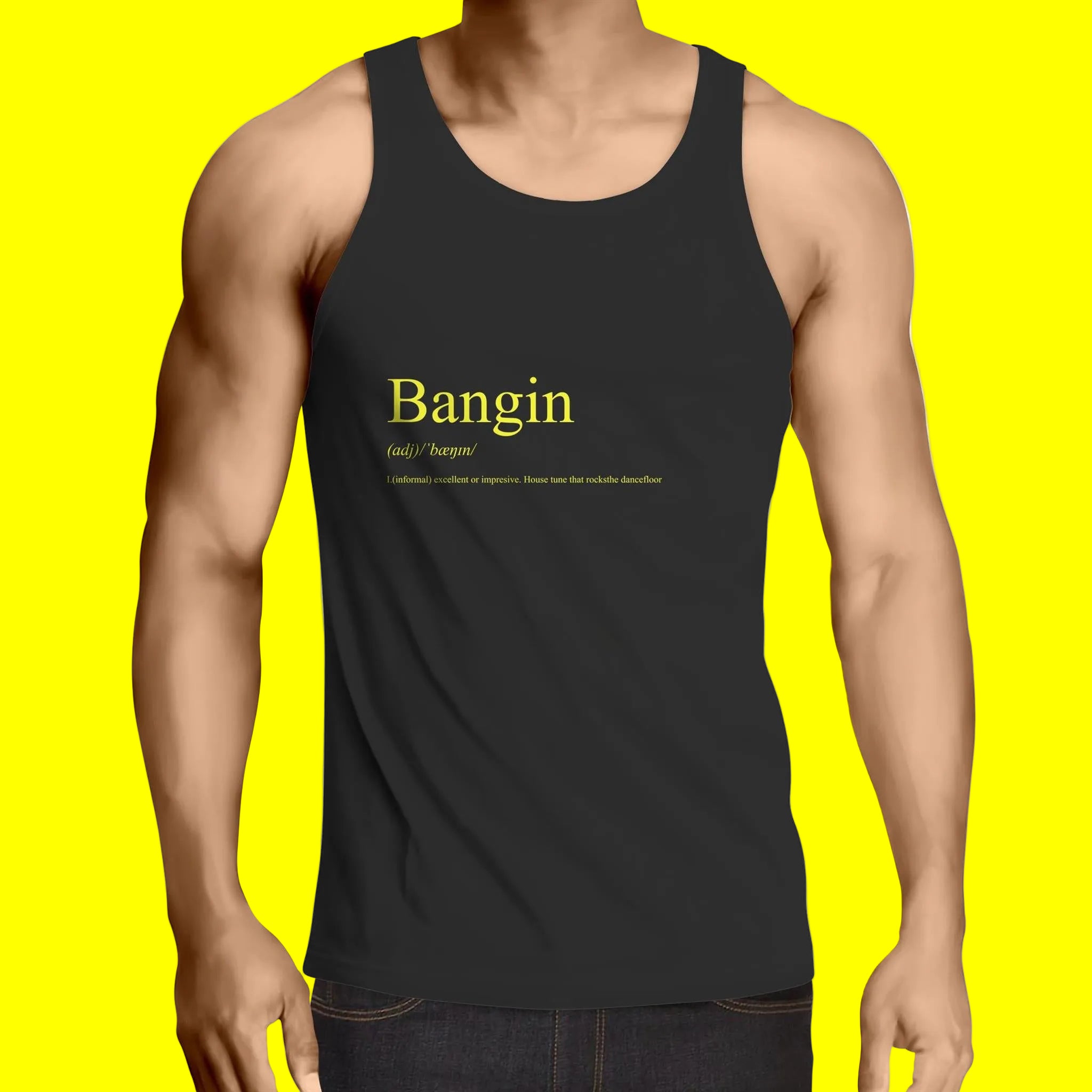 Bangin Canary Yellow Lowdown - Mens Singlet Top