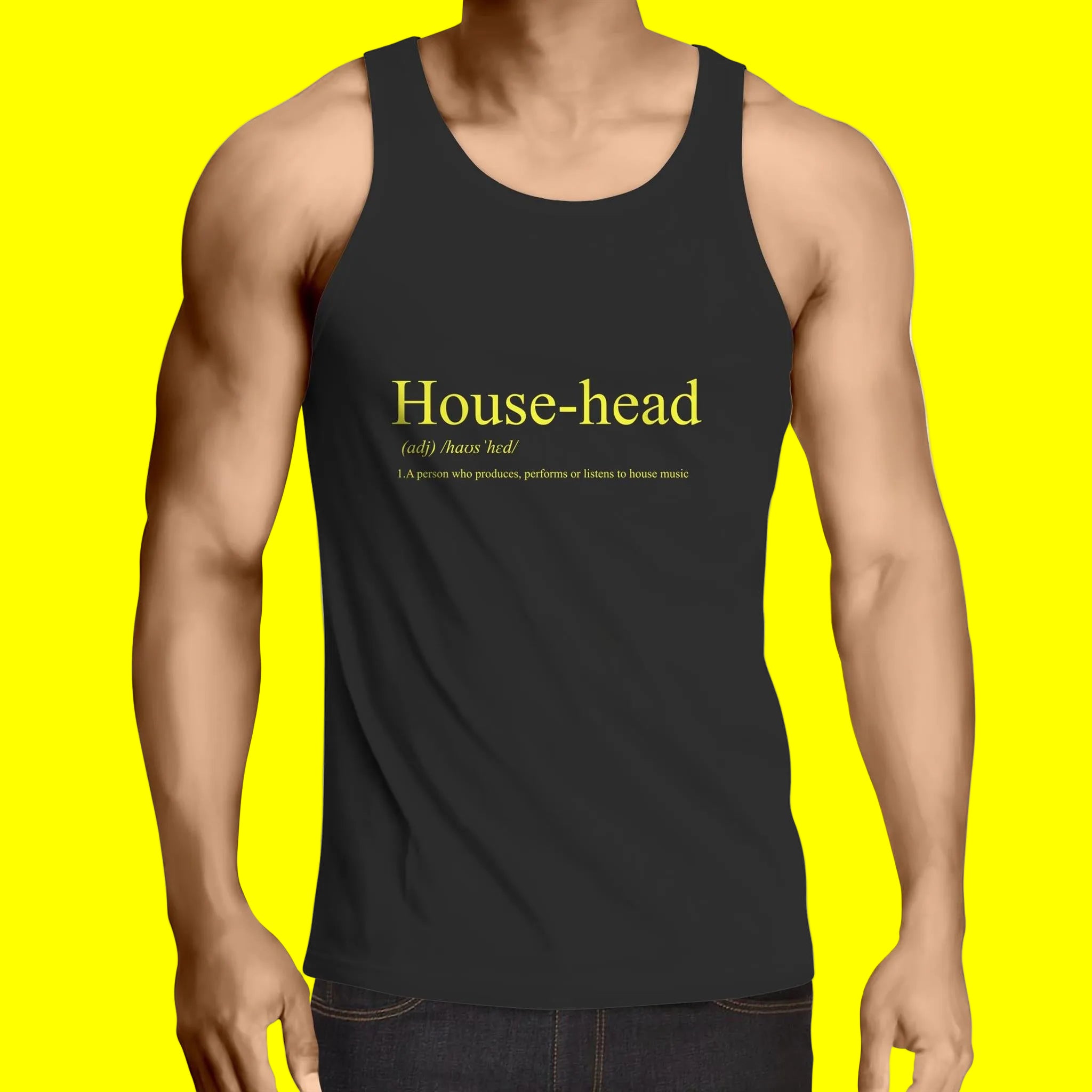 House-head Canary Yellow Lowdown - Mens Singlet Top