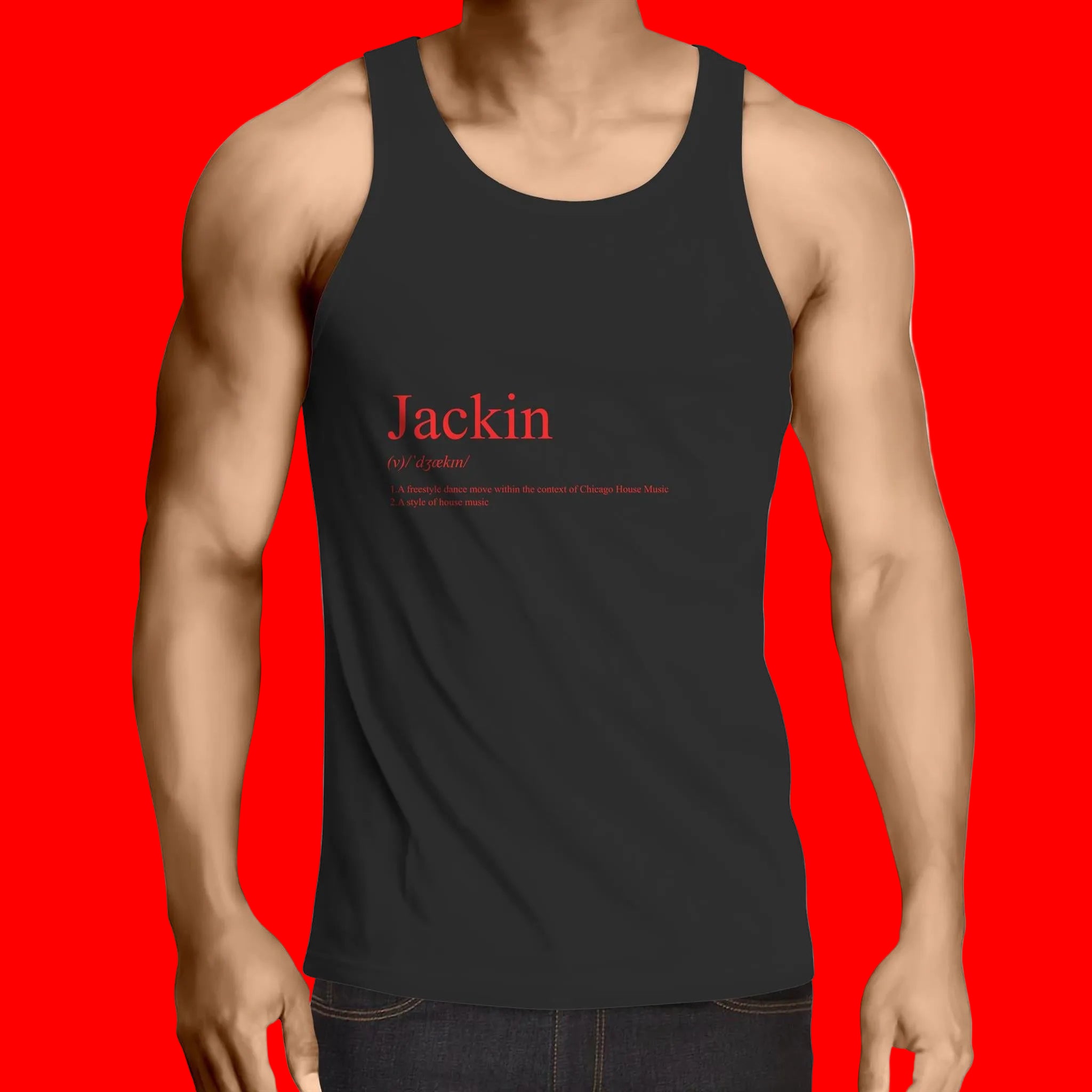 Jackin Fiery Red Lowdown - Mens Singlet Top