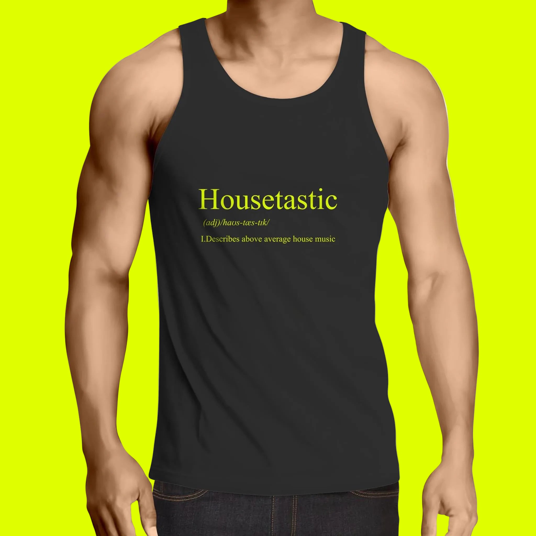 Housetastic Chartreuse Lowdown - Mens Singlet Top