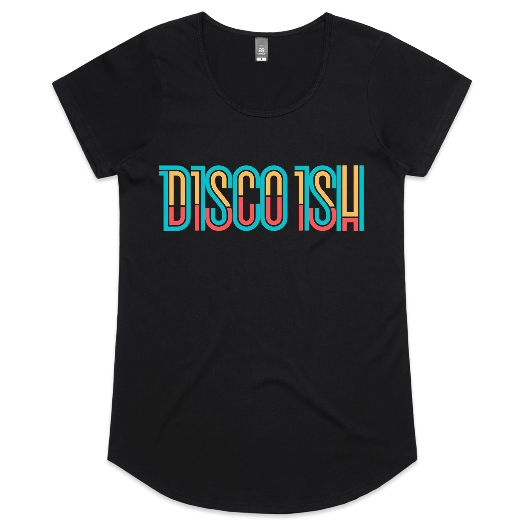 Disco ish Letters - Womens Scoop Neck T-Shirt