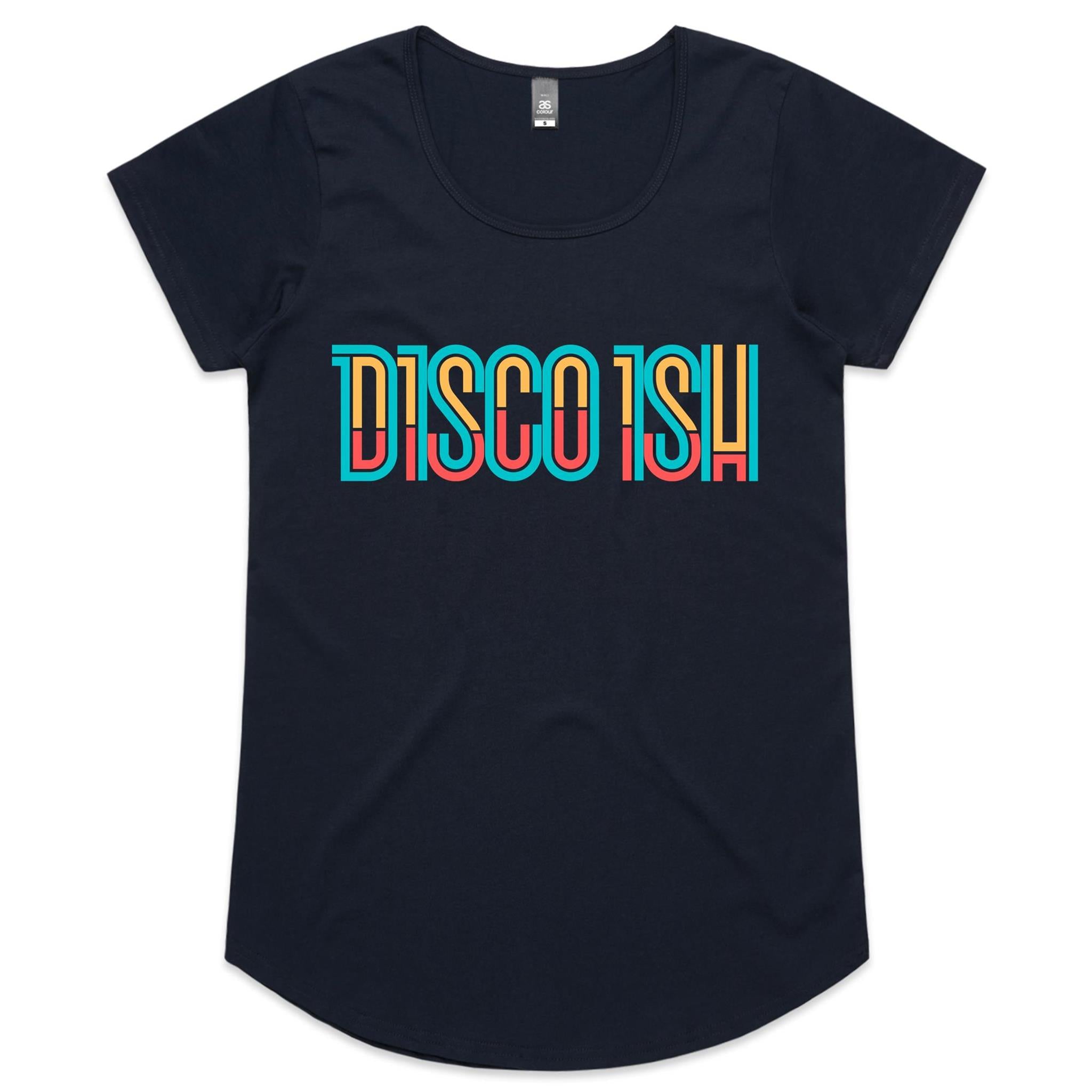 Disco ish Letters - Womens Scoop Neck T-Shirt