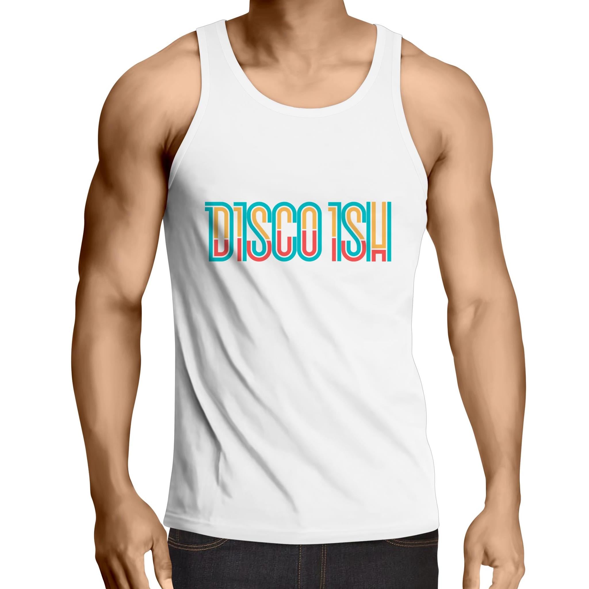 Disco ish Letters - Mens Singlet Top