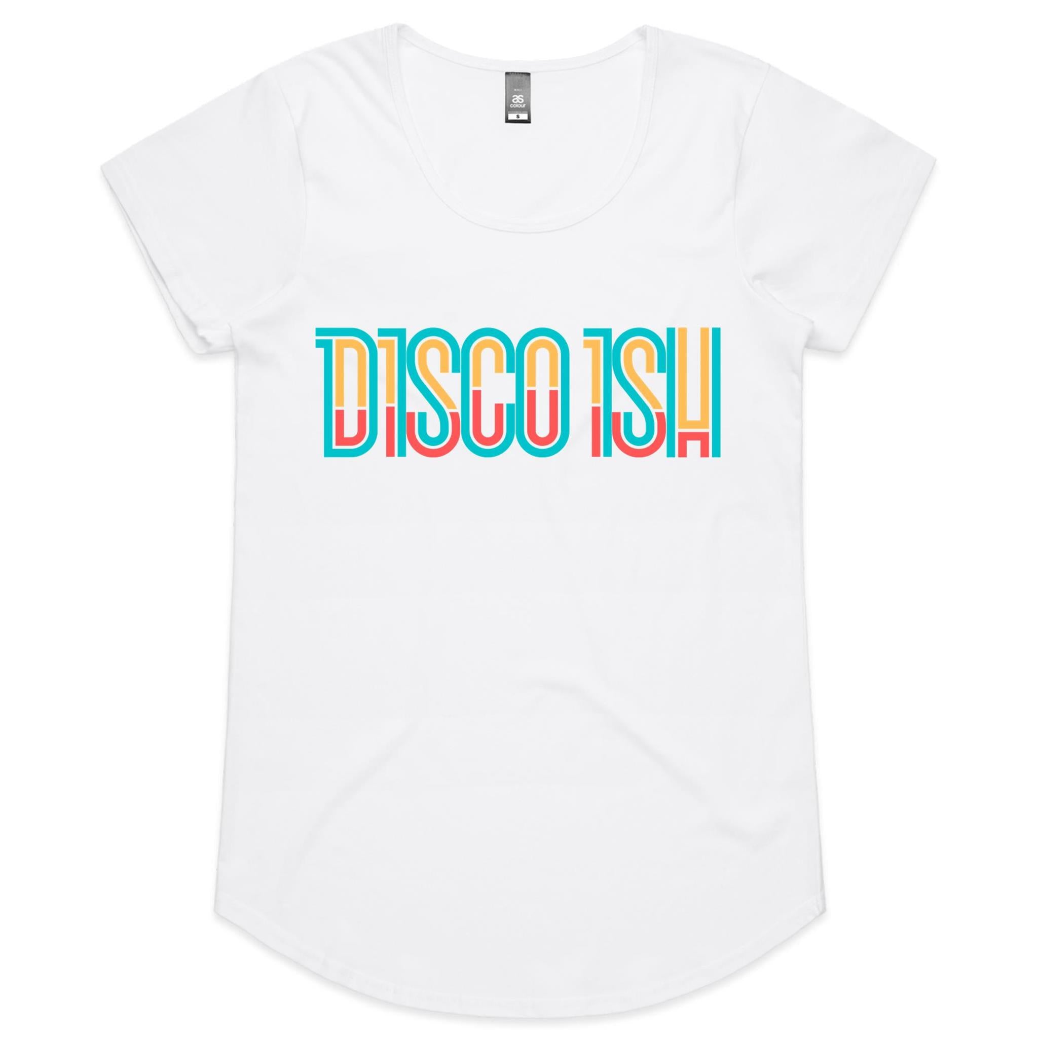 Disco ish Letters - Womens Scoop Neck T-Shirt