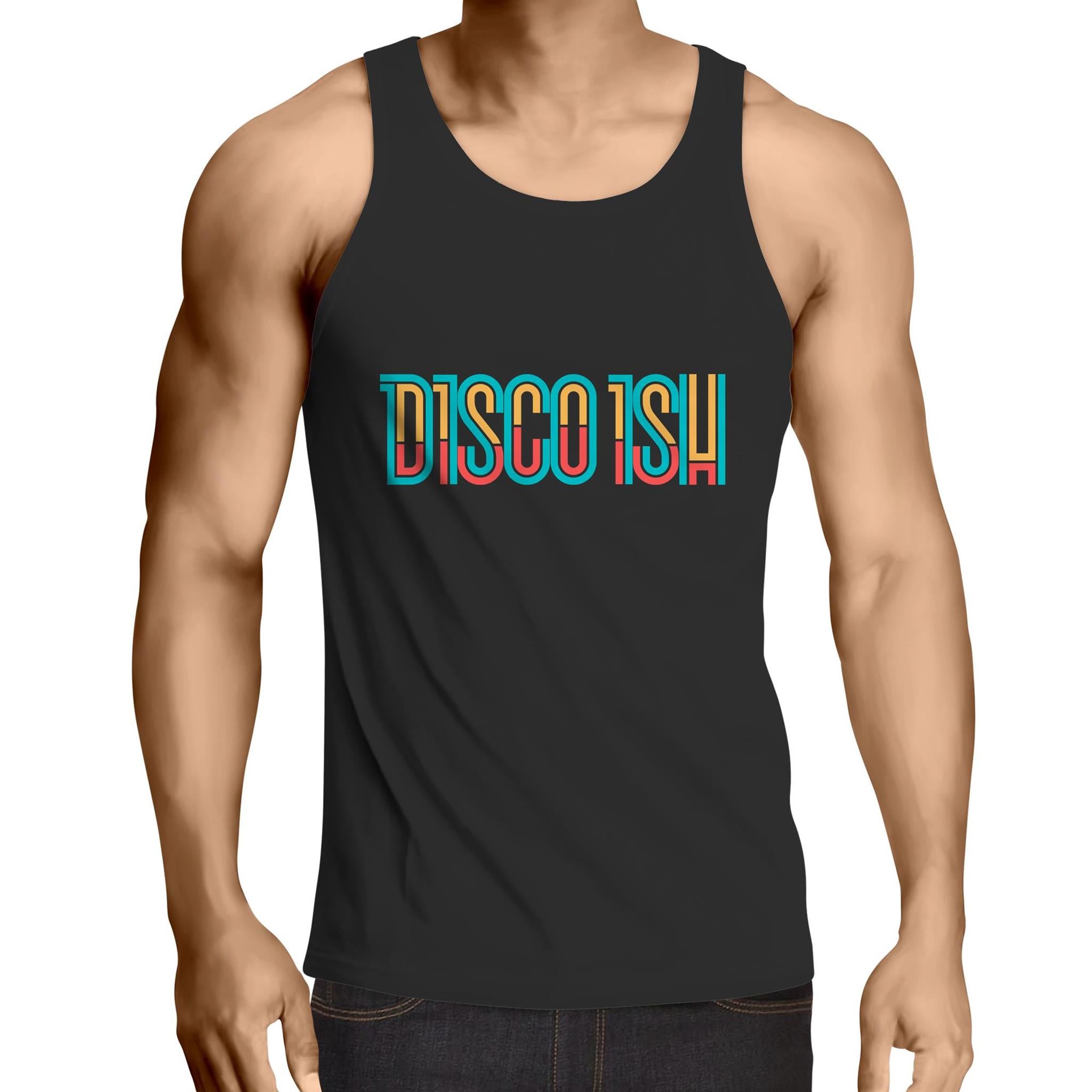 Disco ish Letters - Mens Singlet Top