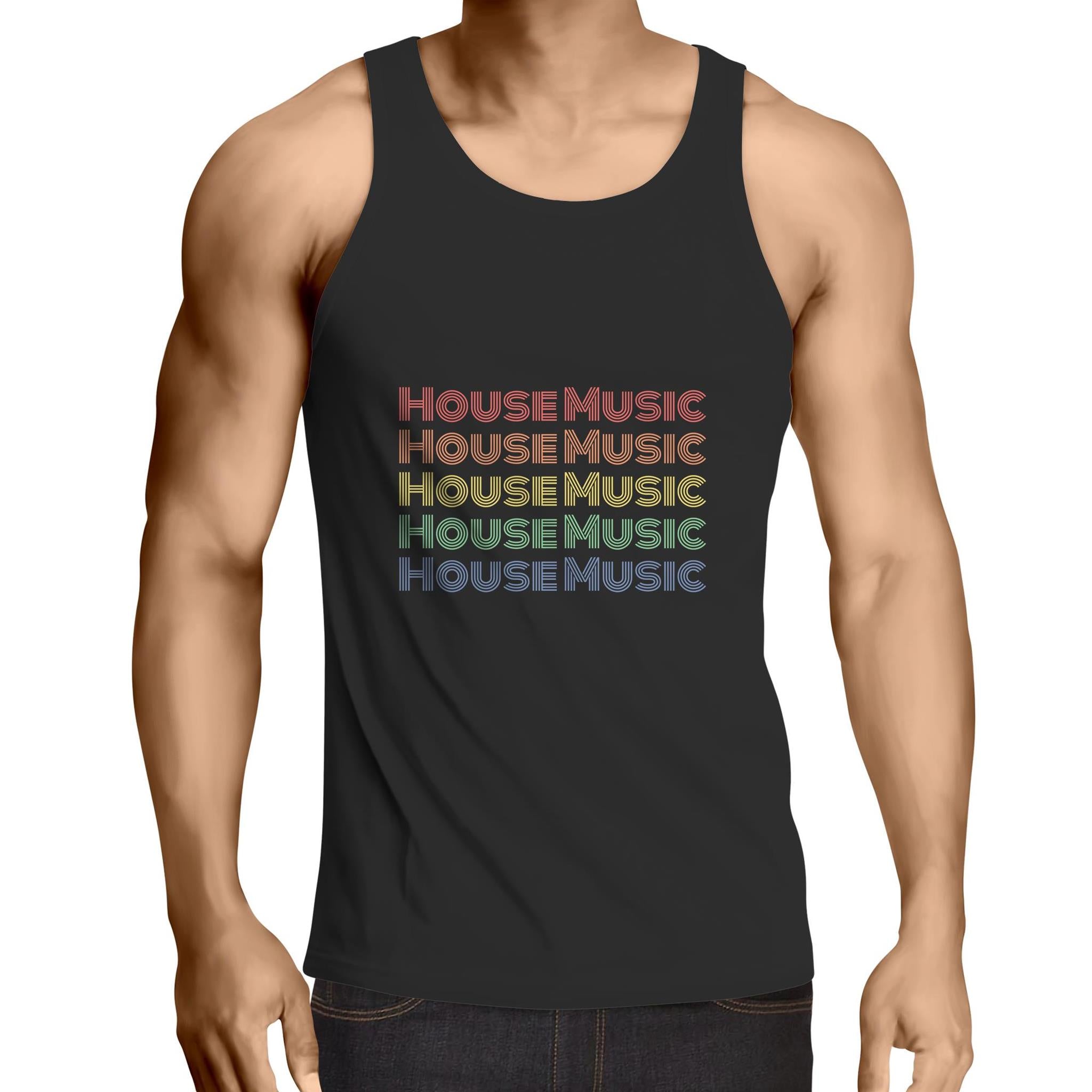 House Music Repeat - Mens Singlet Top